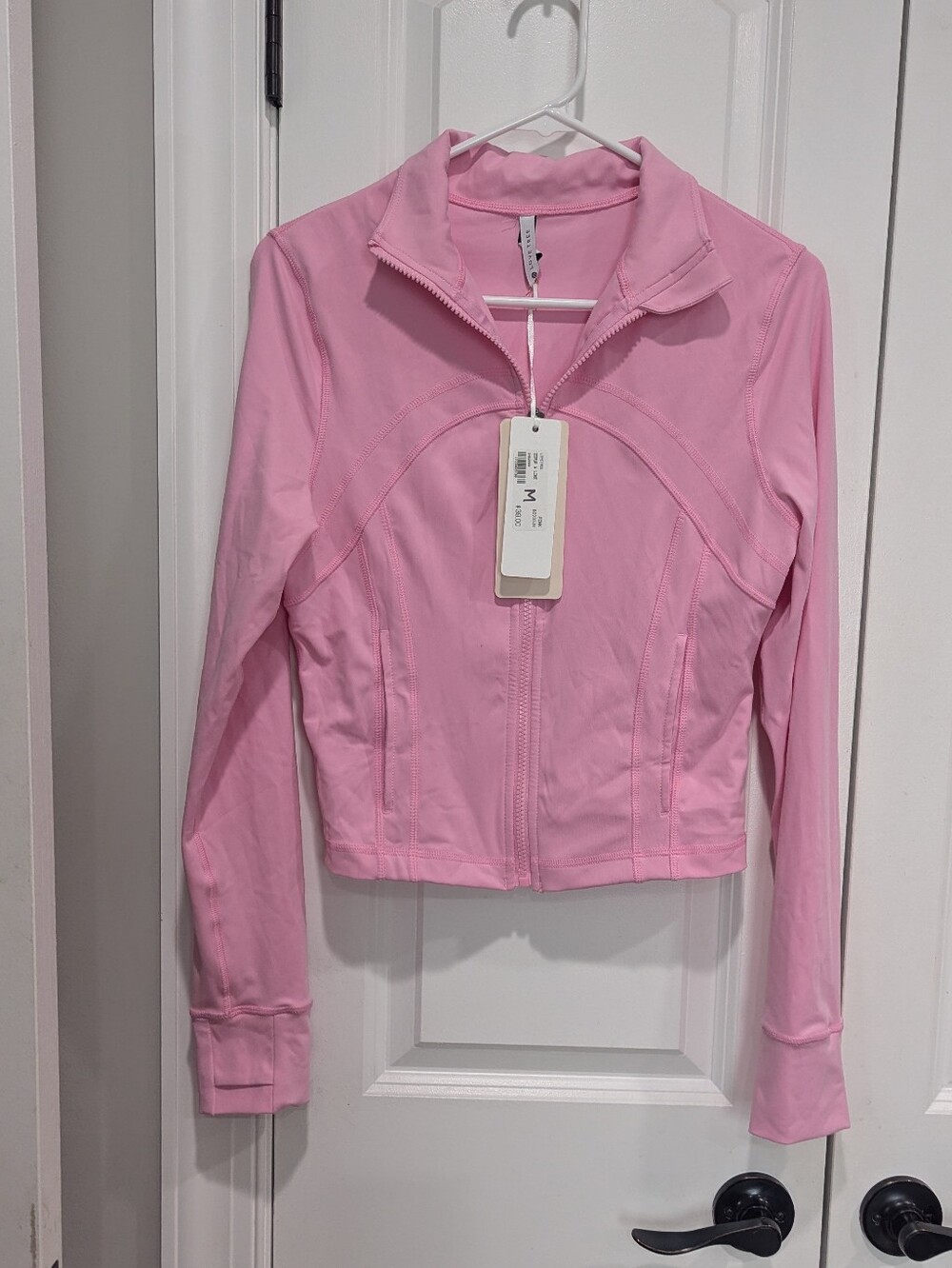 pink cropped zip up workout  jacket